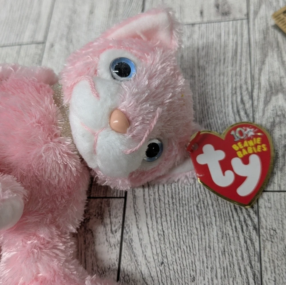 Ty carnation Pink and White Plush Cat Toy
